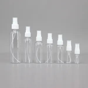 Frasco spray vazio para álcool, garrafa de plástico de 30ml, 50ml, 60ml, 100ml, 120ml, 150ml, para animais de estimação, cloro vazio, frascos finos de spray de névoa