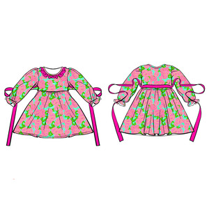 Vestido de Otoño para Niñas Cd-1-1, 95% Algodón, Estampado Personalizado, Estilo Inglés, Corte en A, Manga Larga, Venta al Por Mayor, Personalización de Fábrica - Product Image 1