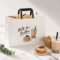 Sacs en papier kraft écologiques, recyclables et jetables personnalisés avec poignées pour la restauration rapide, les barbecues et les plats à emporter