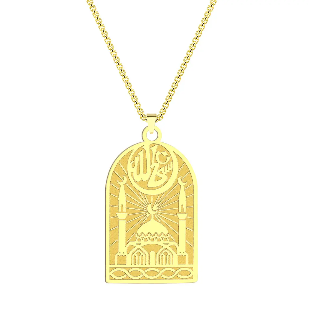 High quality Islamic Muslim Al-Aqsa Mosque Pendant Necklaces Wholesale Jewelry For Eid Ramadan Gifts