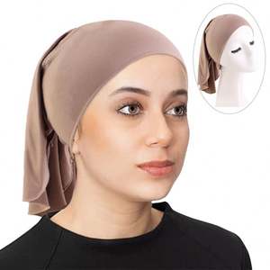 Nouvelle arrivée femmes casquettes de chimio extensible tête Wrap longue taille polyester couleur unie foulard - Product Image 1