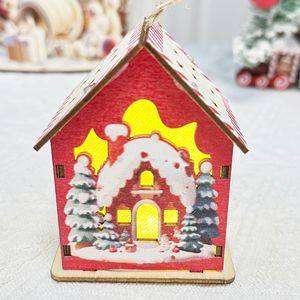 Décoration de Noël, maison en bois lumineuse à LED, faite à la main, élégante, centre de table, utilisation en intérieur - Product Image 5