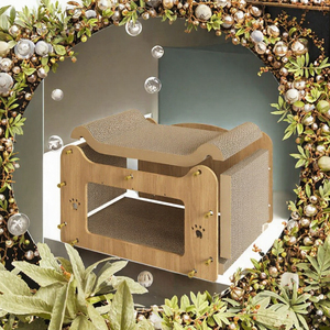 Casa para Gatos Grande de Cartón Corrugado con Rascador Integrado, Cueva para Gatos, Cama Escondida, Mueble para Mascotas de Interior - Product Image 2