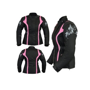 Veste textile Cordura de course de moto de couleur rose imperméable noire pour femmes sur mesure Vestes cargo de moto protégées CE - Product Image 1