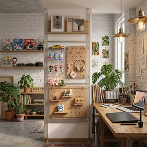 Rak <span class=keywords><strong>Display</strong></span> Modular Aluminium dari Lantai hingga Plafon, Rak Dinding Terpasang dengan Pegboard, Rak <span class=keywords><strong>Display</strong></span> Bisnis, Rak Fashion - Product Image 4