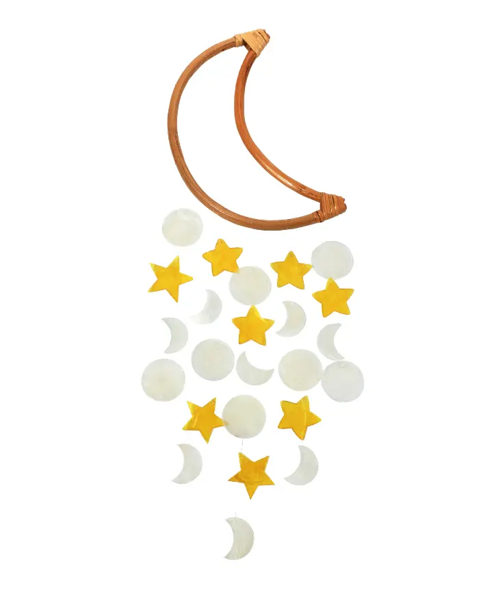 Estrelas decorativas em forma de lua, decoração de parede caseira, folha de capiz e vento, decoração para áreas internas/externas, 2021