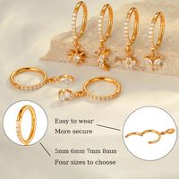 Hengsen Joyería Fina de Piercing Aro de Oreja Colgante para Lóbulo ASTM F136 PVD Oro 18K Joyería de Titanio Anillos Segmentados Articulados con Circonitas