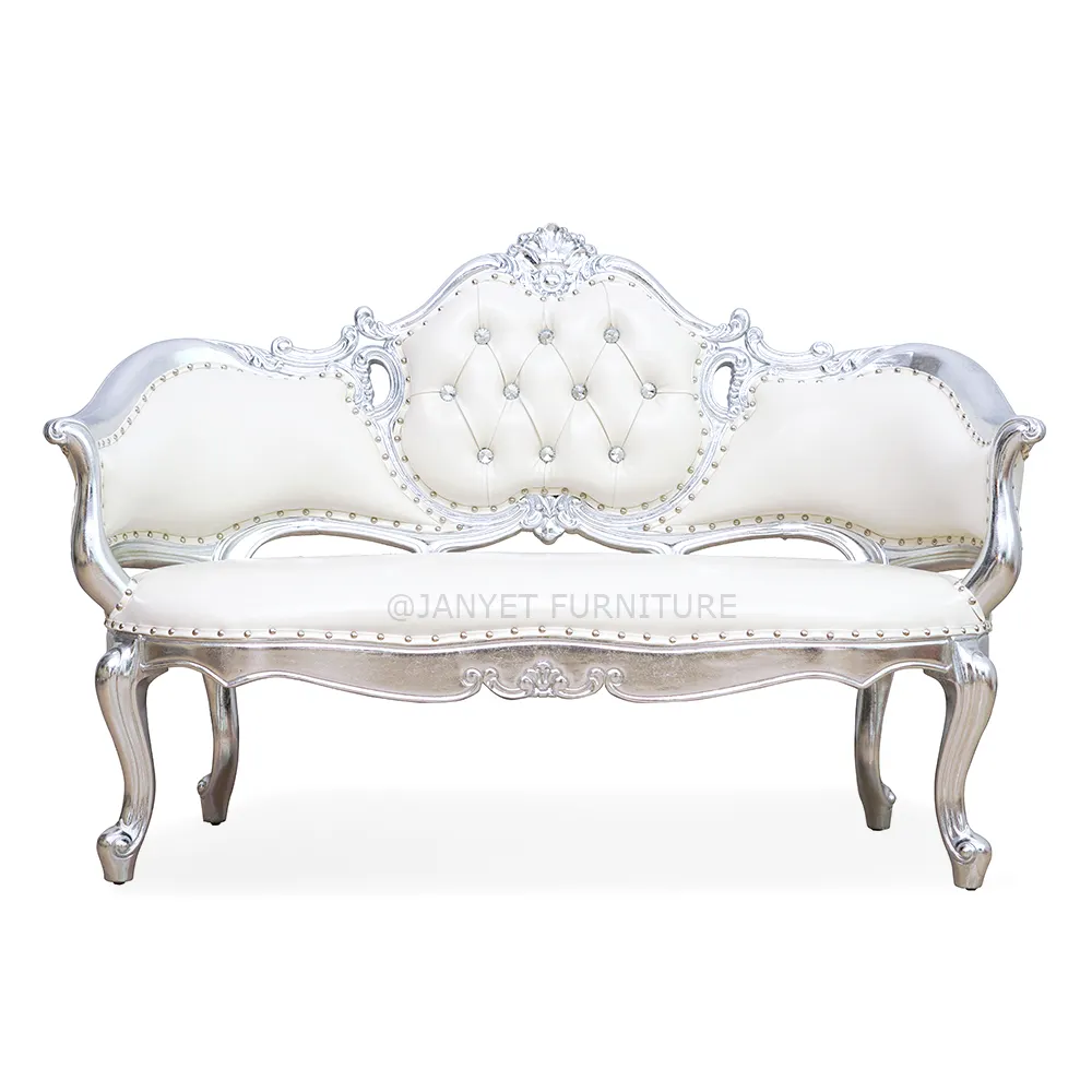 Europäischer Liebes sitz Silber Weiß Luxus Braut dekoratives Sofa für Hochzeits bühne