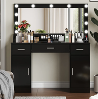 Coiffeuse 47.5 "avec miroir et lumières LED et rangement pour le maquillage Coiffeuse avec tiroirs Coiffeuse avec station de charge