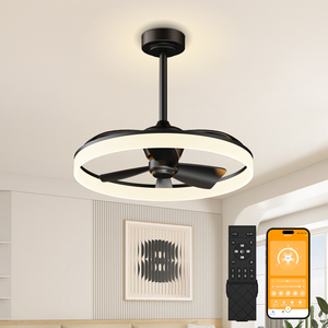 23.6'' Black Frame Ceiling Fan <b>Light</b> Summer‑Winter Reversible Airflow 1‑2H <b>Timer</b> Memory 10‑100% Brightness Adjustable Fandelier - Product Image 1