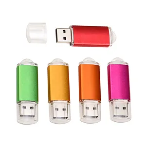 Stik USB Stick Aluminium Berwarna, Flash Drive 8GB 16GB 32GB 64GB 128GB Tersedia Kecepatan Tinggi Kunci Memori USB Siap Kirim