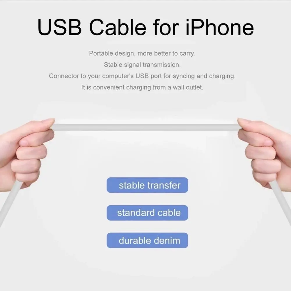 High Quality 2.1A Fast Charging Usb Data Sync Data Cable for iPhone 6 7 8 X XS Ladekabel With Box