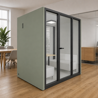 Cabines de bureau acoustiques modernes et amovibles, cabine de réunion quatre places, insonorisée, avec structure en aluminium, modulaire, pour salle de conférence ouverte