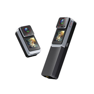 Caméra de poche 4K, caméra de casque, 60 ips, 20 MP, écran tactile double de 1,3 pouce, stabilisation sur 6 axes, panoramique à 360 degrés, étanche à 98 pieds - Product Image 1