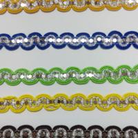 Bande de garniture tressée en polyester/nylon tricoté, durable, anti-traction, résistante à l'abrasion, avec paillettes de 20 mm, pour vêtements et confection (vente en gros)