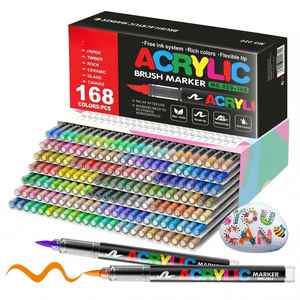 MK0027168 168-Color Brush Tip Acrylic Markers <b>Set</b> for Rock/Canvas/Ceramic/Fabric/Plastic <b>Scrapbooking</b> & Art Painting CN ZHE - Product Image 1