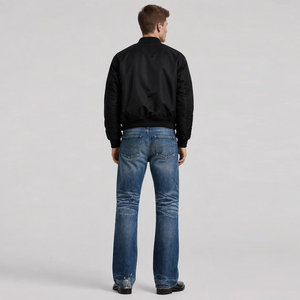 Jeans Bootcut Déchirés Bleu Délavé Groovy Guys pour Hommes, Pantalon en Denim à Jambe Droite Effet Usé, Logo Personnalisé, Vente en Gros de Jeans en Denim pour Hommes - Product Image 3