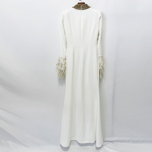 <span class=keywords><strong>Robe</strong></span> longue maxi ajustée pour femme, ornée <span class=keywords><strong>de</strong></span> plumes et <span class=keywords><strong>de</strong></span> perles lourdes, nouvelle collection 2026, sept couleurs - Product Image 4