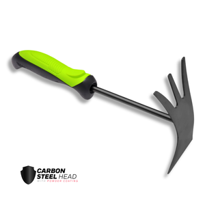 จอบพรวนดิน 2-in-1 ทำจากเหล็กกล้าคาร์บอน พร้อมด้ามจับนุ่มแบบ Ergonomic สีดำ/เขียว สำหรับกำจัดวัชพืชและพรวนดิน - Product Image 1