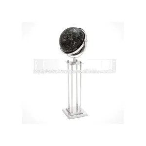 Escultura de Globo Terráqueo Negro de Lujo con Base Metálica Decorativa, Esfera Geográfica para Exhibición en Oficina, Hogar o Biblioteca - Product Image 2