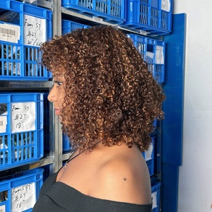 Perruque bouclée à franges en cheveux humains vierges doublement étirés, prix d'usine, vente chaude - Product Image 5