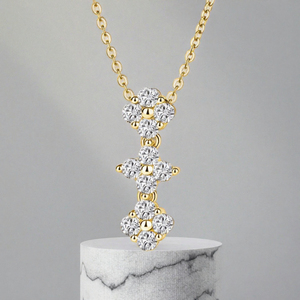 GRA Certified Moissanite Cross Pendant Necklace for Women Yellow Gold Plated Prong Set Round Brilliant Cut Diamond pendant - Product Image 3
