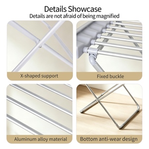Séchoir à linge électrique chauffant pliable en métal argenté pour intérieur, certifié CE - Product Image 3