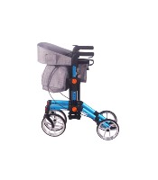 Cadre de marche en aluminium léger haut de gamme debout rollator portable pour les achats de personnes âgées, bleu