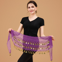 Foulard de Hanche de Danse du Ventre Jupe-Paréo Performance Paillettes Bling 72 Pièces Monnaie Costume de Danse Orientale pour Femme 12 Couleurs