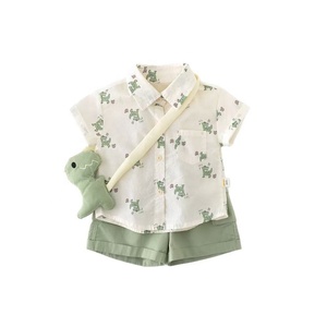 Ensemble deux pièces décontracté été 2026 pour garçons, en softshell à manches courtes, motif dessin animé - Ensemble <span class=keywords><strong>mini</strong></span>-dinosaures entièrement imprimé pour bébés et tout-petits - Product Image 5