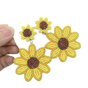 <b>Needlework</b> handmade sun flower Beads New Fashion Drop Jewelry by blossom craft india - Product Image 1