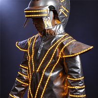 Costume d'Empereur Romain Lumineux à LED, Robe de Service de Bouteilles pour Boîte de Nuit, Casque de Guerrier Lumineux, Tenue de Danse pour Spectacles sur Scène de Bar KTV