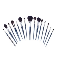Set Kuas Makeup Slim Waist Berkualitas Tinggi Shou Shou Lang 15-Piece Bulu Kambing Gagang Kayu Halus Ringan untuk Concealer