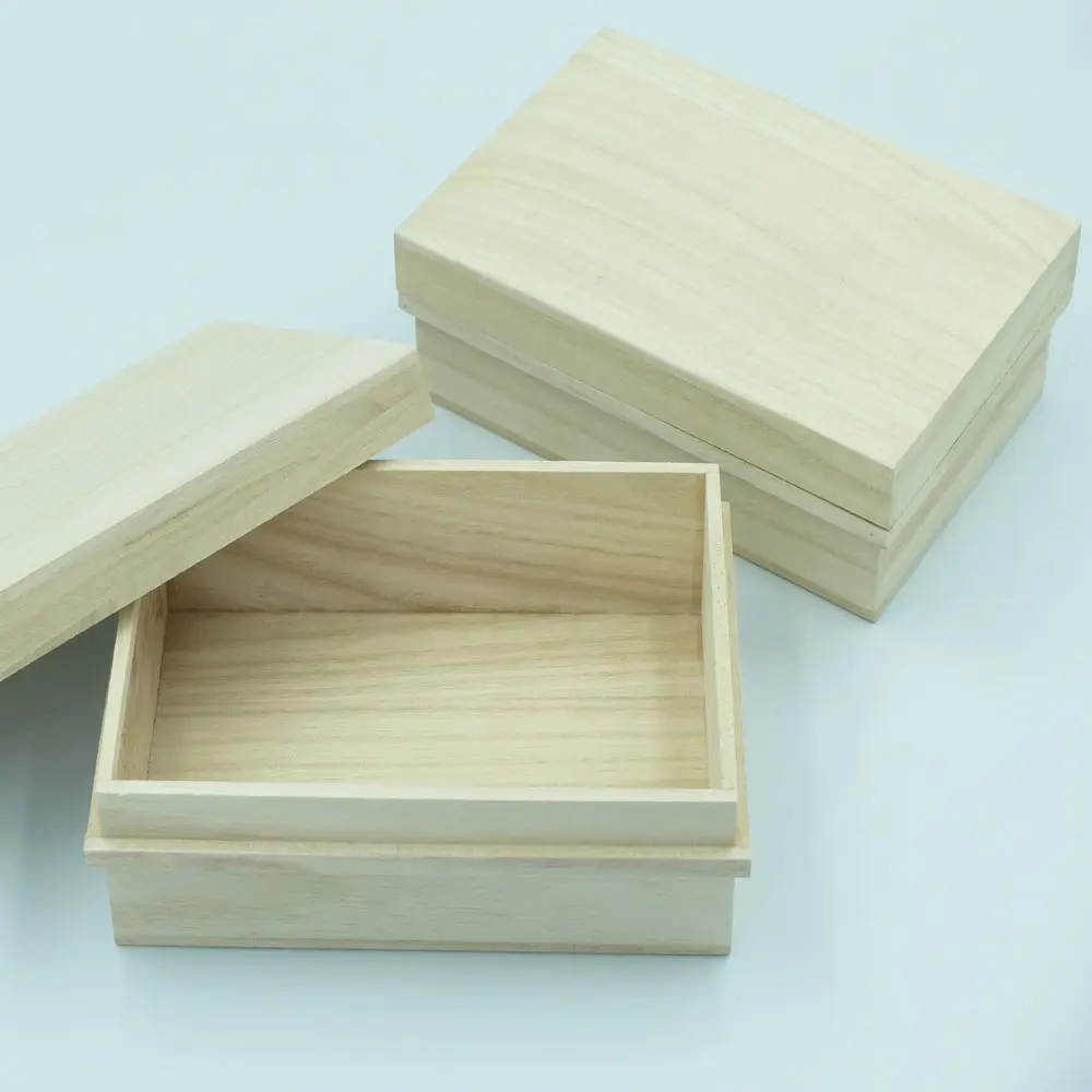 Wholesale Custom Small Gift Simply Square Unfinished Wooden Box Storage with Lid