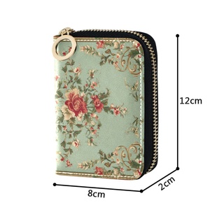 กระเป๋าสตางค์หนัง PU ลายดอกไม้โบฮีเมียนแบบใหม่ล่าสุด พร้อมซิปรอบด้าน ใส่บัตรได้ มีช่องใส่เหรียญ ขายส่ง - Product Image 4