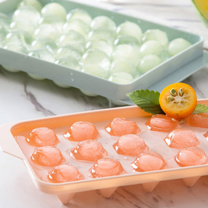 Bandejas para Cubitos de Hielo Redondos, Esféricos, de Plástico, Congelación Rápida, con Tapa, Aptos para Alimentos, para Refrigerador, 33 Cubos, Enfriamiento de Verano - Product Image 2