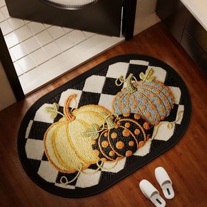 Alfombra de baño con diseño ovalado de calabaza, alfombra de baño antideslizante absorbente de fibra de poliéster - Product Image 3
