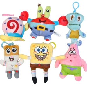 Peluches <span class=keywords><strong>Bob</strong></span> l'éponge de 10 cm (4 pouces) en gros, petites poupées pendentifs, jouets porte-clés en peluche de personnages de dessins animés pour machine à griffes - Product Image 6