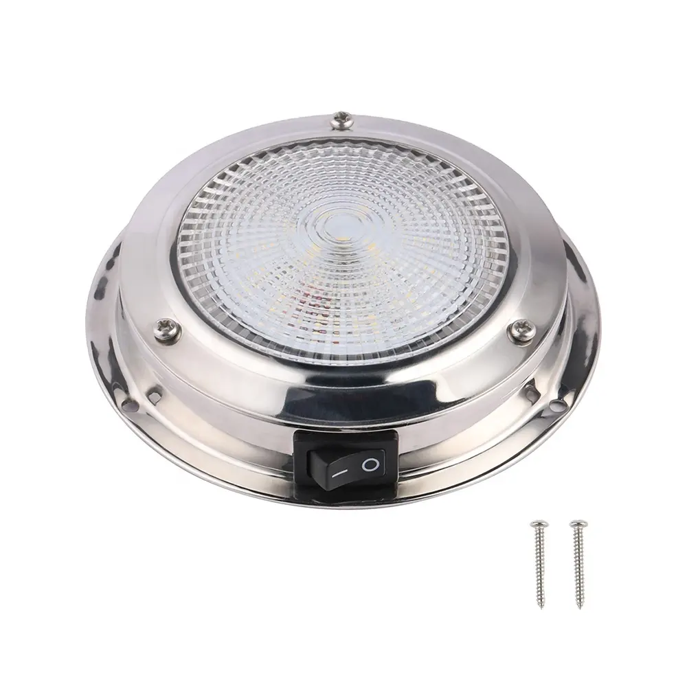 12 V DC 4.18 Inches Surface Mount Stainless Steel Marine Dome Light LED Boat Interior Light