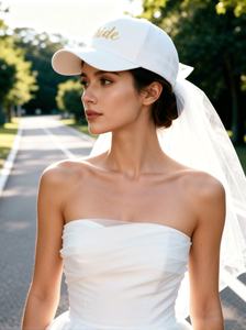 Gorra de béisbol deportiva personalizada al por mayor ZZB con velo de encaje ajustable de tela común para novias - Product Image 6