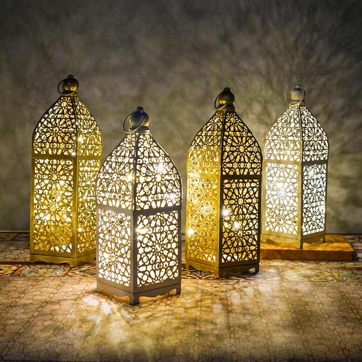 Metal Crafts Hollow LED Lamps and Lanterns Decorative Camp Sky Moroccan ...