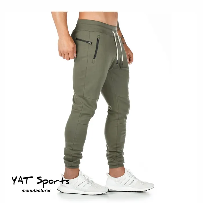 Spor salonu uzun pantolon özel Logo pamuk gerilebilir Fitness giysileri eşofman spor eğitim havlu döngü cep erkek koşu pantolonu