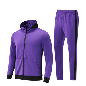 Conjunto Deportivo de Fútbol Morado para Hombre con Logotipo Estampado, Tela de Secado Rápido, Ajuste Holgado, Sudadera con Capucha, Ropa Deportiva de Verano - Product Image 5