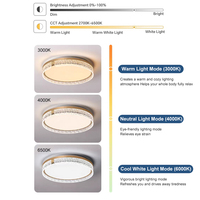 Plafonnier LED rond ultra-fin avec boîtier en aluminium et PC, télécommande, interrupteur mural, réglage de la luminosité et de la température de couleur (CCT), économie d'énergie