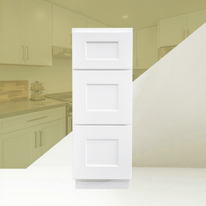 Factory Direct US Standard 15"W X 34.5"H X 24"D Wooden 3 Drawer Base Cabinet Soft Closing Modular Cabinet With Drawers - Product Image 1