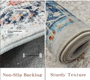 Alfombra Retro para Sala de Estar, Impresa, Plegable, Antideslizante, Lavable a Máquina, Resistente a las Manchas, Fácil de Cuidar, para Sofá y Mesa de Centro - Product Image 5