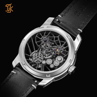 Montre mécanique automatique à double tourbillon OEM pour hommes, logo personnalisé, design populaire, squelette, montre-bracelet mécanique automatique pour hommes