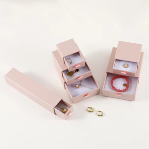 Eco-friendly Thick Cardboard Jewelry Drawer Box Set Custom Logo <b>Black</b> Rigid Sliding <b>Boxes</b> for Complete Fine Jewelry Gift boxs - Product Image 2