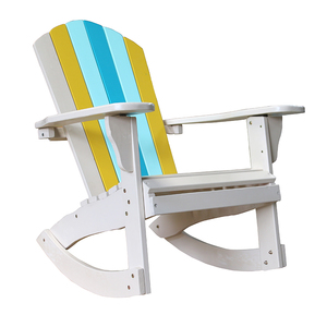 Modern American Style Luxury Adirondack Recliner Unique White <strong>Wooden</strong> Outdoor <strong>Rocking</strong> <strong>Chair</strong> for Beach Garden Patio Porch Balcony - Product Image 1