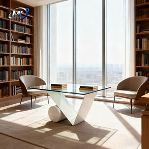 Table à manger d'extérieur en fibre de verre blanche, design moderne avec surface en verre trempé, adaptée aux meubles de maison, aux hôtels et aux patios. - Product Image 4